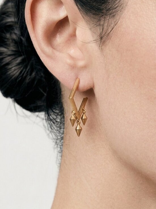 Maison Birks Jewelry - Maison Birks 18K Yellow Gold Geometric Drop Earrings